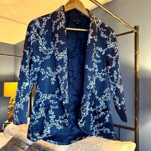 Black With White Floral Print Blazer